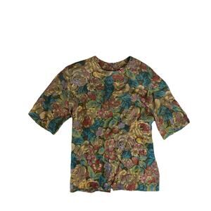 Evan Picone - Floral 70s Vintage Blouse - Size 10 - Office